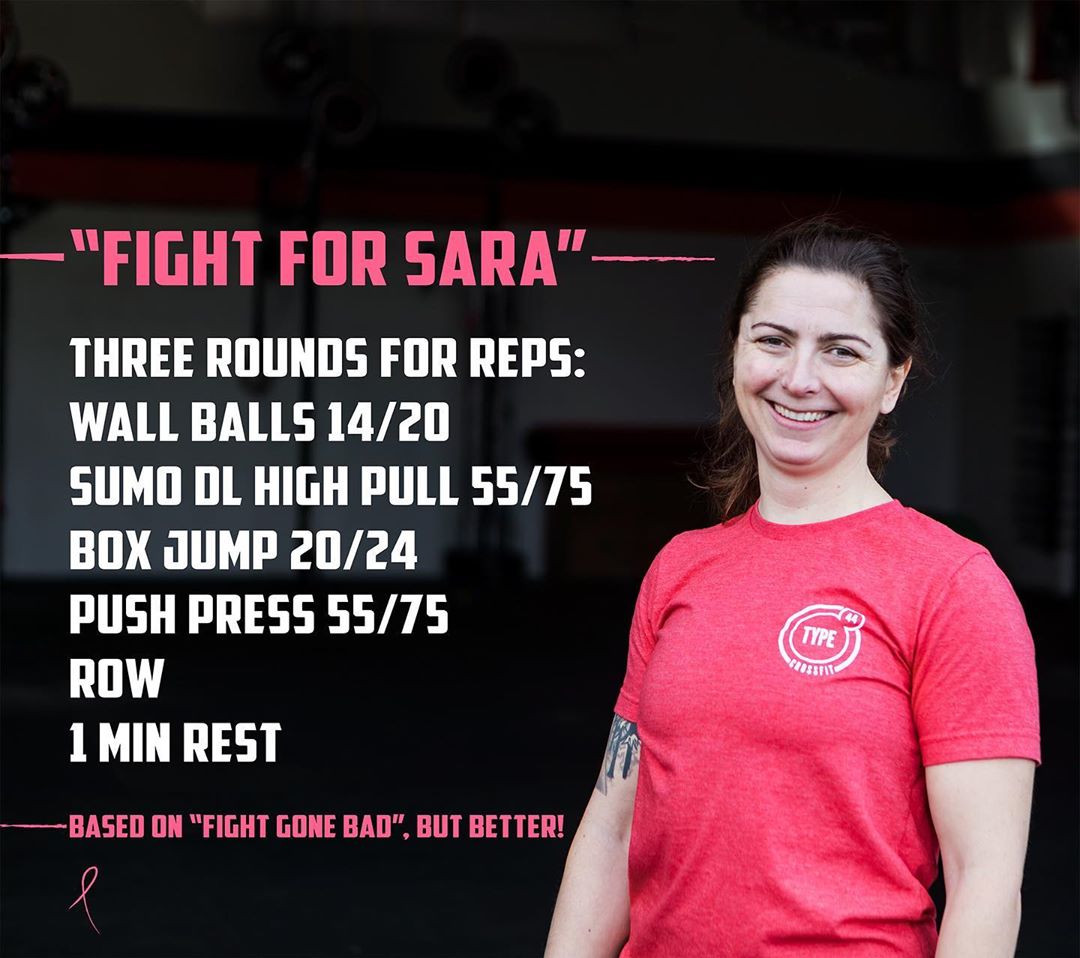 One of our own, Sara Cooper, has been diagnosed with breast cancer. Tomorrow we will do this workout in her honor. We hope you can make it to one of our class times and join us as we come together to support Cooper!